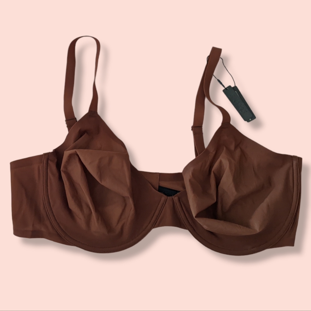Skims Fit Everybody Sheer Underwire Bra 44D in color Jasper, New With Tags